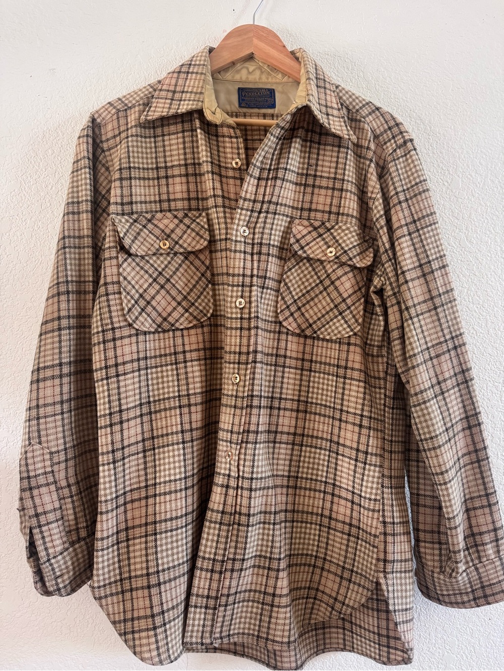Pendleton Beige Plaid Lightweight Shirt Jacket
